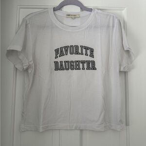 Favorite Daughter The Cropped Collegiate Boxy Graphic Tee Shirt in Size Medium